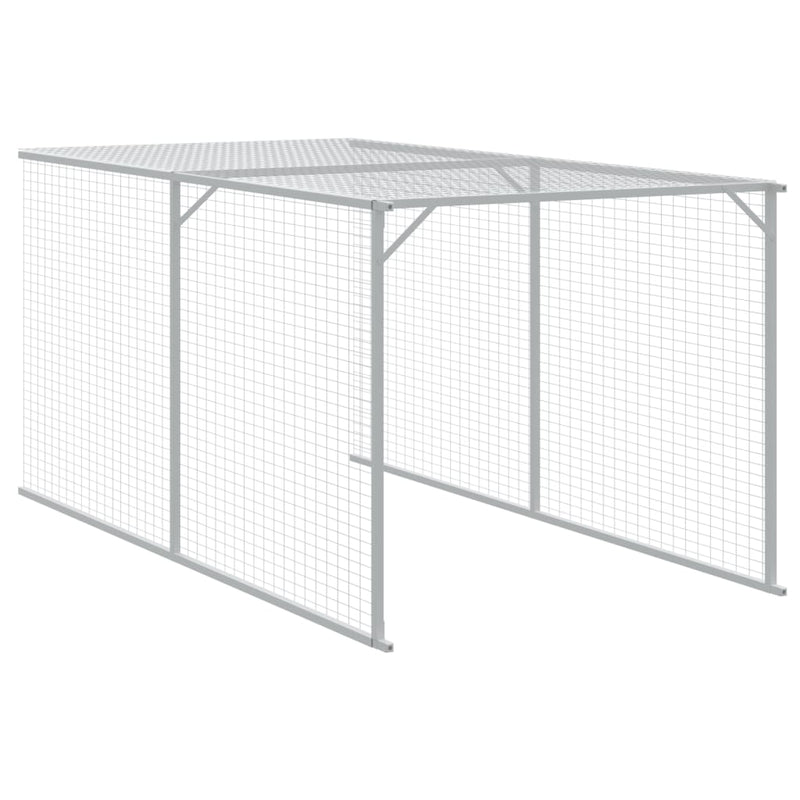 Chicken Cage with Run Light Gray 43.3"x159.4"x43.3" Galvanized Steel