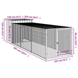 Chicken Cage with Run Light Gray 43.3"x159.4"x43.3" Galvanized Steel