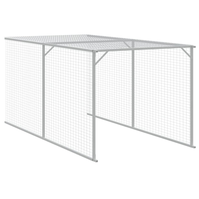 Chicken Cage with Run Light Gray 43.3"x239.8"x43.3" Galvanized Steel