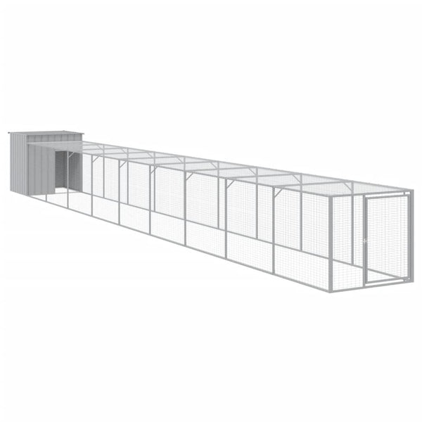 Chicken Cage with Run Light Gray 43.3"x400.4"x43.3" Galvanized Steel