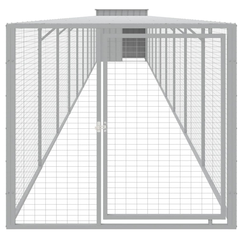 Chicken Cage with Run Light Gray 43.3"x400.4"x43.3" Galvanized Steel