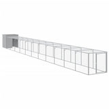 Chicken Cage with Run Light Gray 43.3"x480.7"x43.3" Galvanized Steel