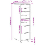 Rolling Cabinet with Drawers MOSS Honey Brown Solid Wood Pine