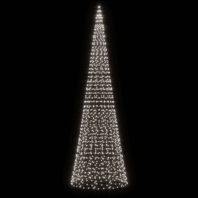 Christmas Tree Light on Flagpole 1534 LEDs Cold White 196.9"