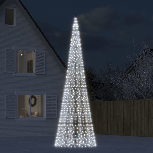 Christmas Tree Light on Flagpole 1534 LEDs Cold White 196.9"