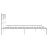 Metal Bed Frame with Headboard White 53.1"x74.8"