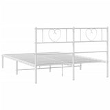 Metal Bed Frame with Headboard White 53.1"x74.8"