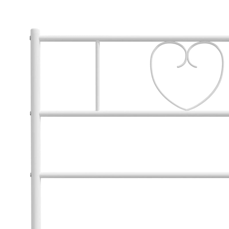 Metal Bed Frame with Headboard White 53.1"x74.8"