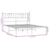 Metal Bed Frame with Headboard White 53.1"x74.8"