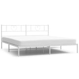 Metal Bed Frame with Headboard White 76"x79.9" King