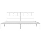 Metal Bed Frame with Headboard White 76"x79.9" King