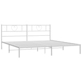 Metal Bed Frame with Headboard White 76"x79.9" King