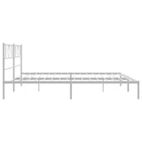 Metal Bed Frame with Headboard White 76"x79.9" King