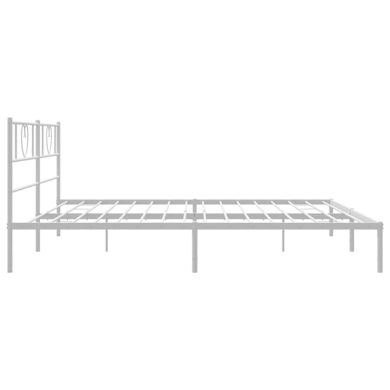 Metal Bed Frame with Headboard White 76"x79.9" King