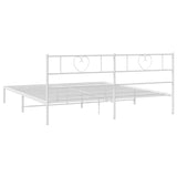 Metal Bed Frame with Headboard White 76"x79.9" King