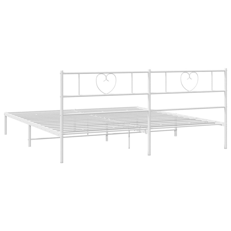 Metal Bed Frame with Headboard White 76"x79.9" King