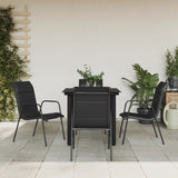 5 Piece Patio Dining Set Black Steel and Textilene