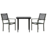 3 Piece Patio Dining Set Black Steel and Textilene