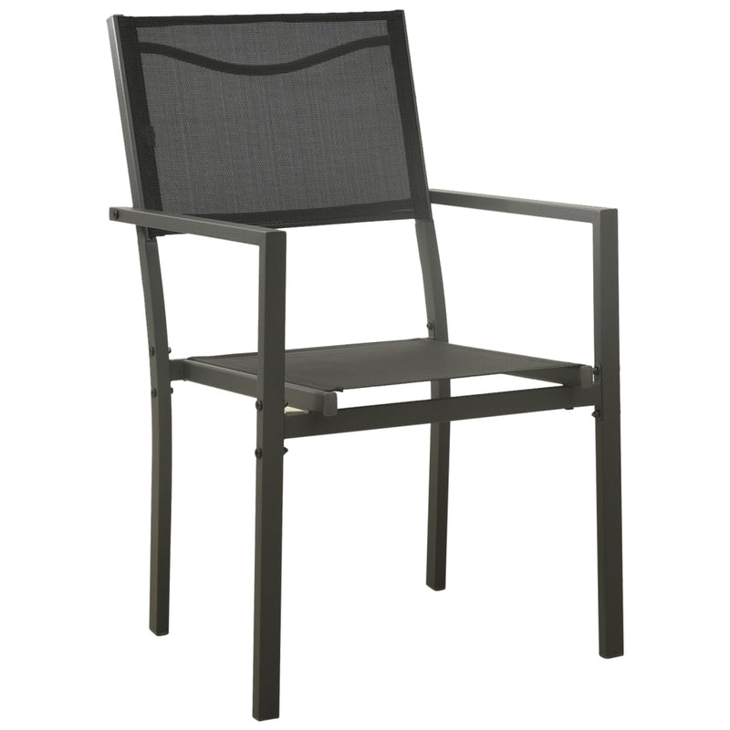 3 Piece Patio Dining Set Black Steel and Textilene