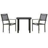 3 Piece Patio Dining Set Black Steel and Textilene