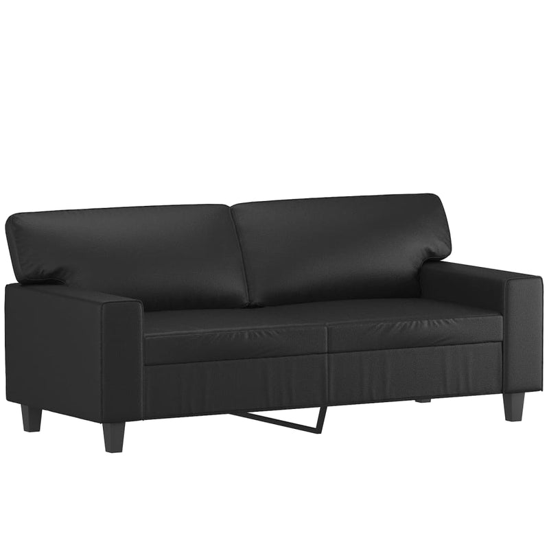 2-Seater Sofa with Throw Pillows Black 55.1" Faux Leather