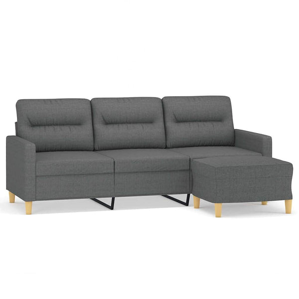 3-Seater Sofa with Footstool Dark Gray 70.9" Fabric