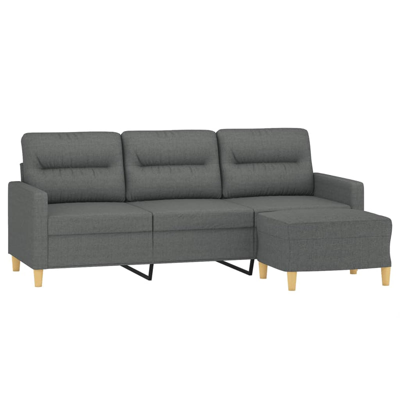 3-Seater Sofa with Footstool Dark Gray 70.9" Fabric