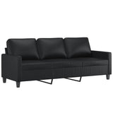 3 Piece Sofa Set with Cushions Black Faux Leather