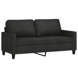 2 Piece Sofa Set with Cushions Black Fabric