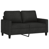 2 Piece Sofa Set with Cushions Black Fabric