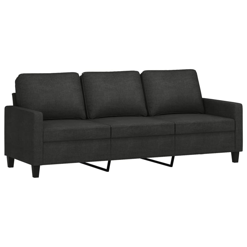 2 Piece Sofa Set with Cushions Black Fabric