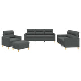 4 Piece Sofa Set with Cushions Dark Gray Fabric