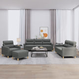 4 Piece Sofa Set with Cushions Dark Gray Fabric