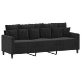 3 Piece Sofa Set with Cushions Black Velvet