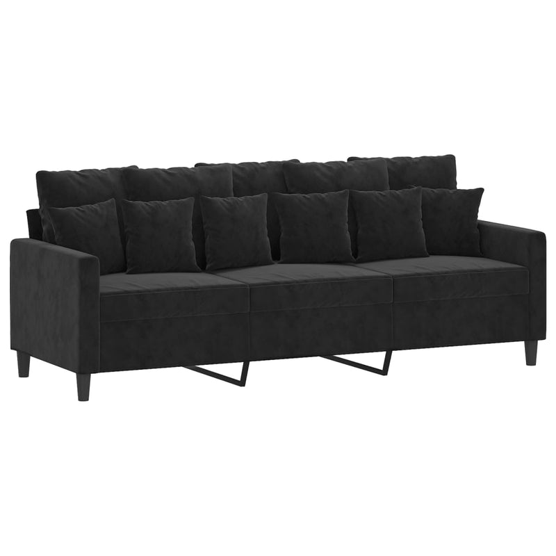 2 Piece Sofa Set with Cushions Black Velvet