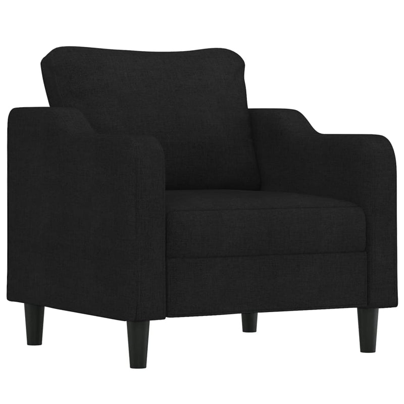 3 Piece Sofa Set with Cushions Black Fabric