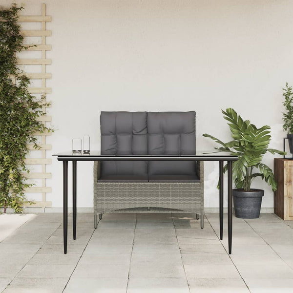 2 Piece Patio Dining Set with Cushions Gray Poly Rattan