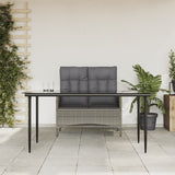 2 Piece Patio Dining Set with Cushions Gray Poly Rattan