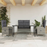 4 Piece Patio Dining Set with Cushions Gray Poly Rattan