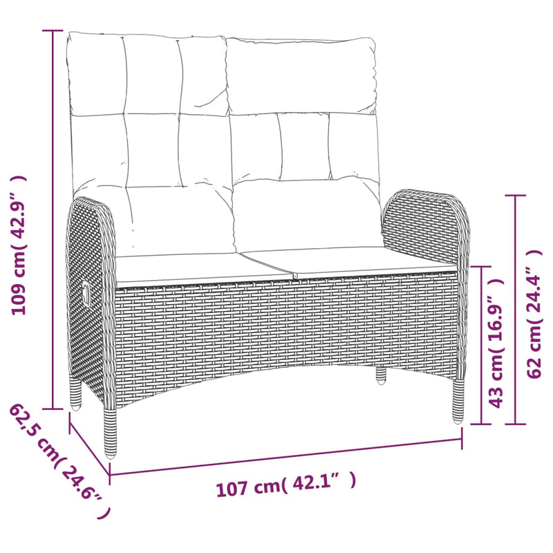 2 Piece Patio Dining Set with Cushions Gray Poly Rattan