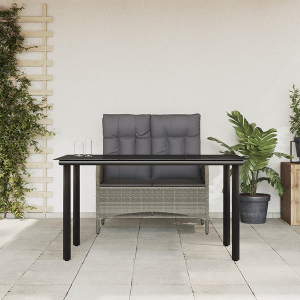 2 Piece Patio Dining Set with Cushions Gray Poly Rattan