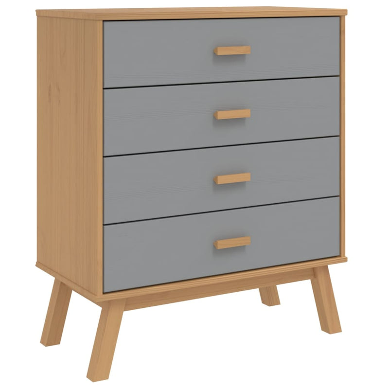 Drawer Cabinet OLDEN Gray and Brown Solid Wood Pine