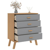 Drawer Cabinet OLDEN Gray and Brown Solid Wood Pine