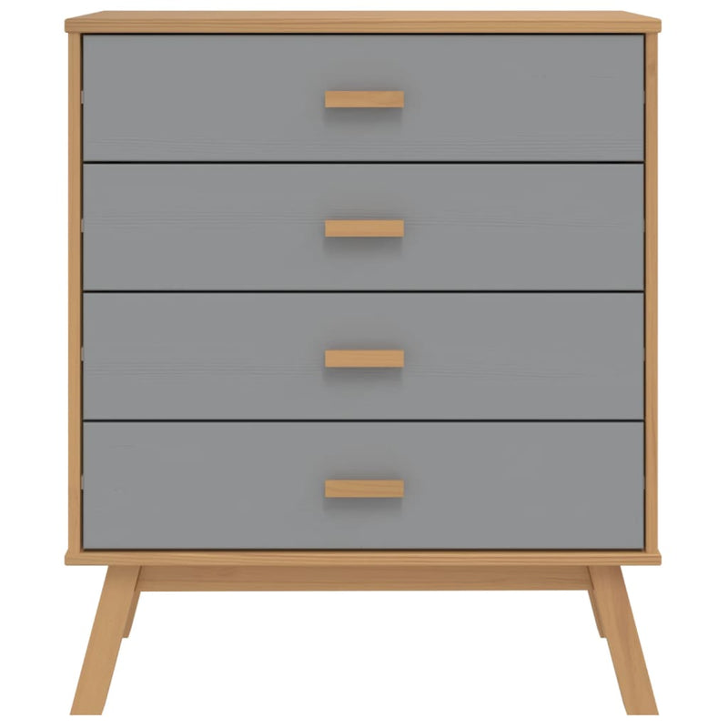 Drawer Cabinet OLDEN Gray and Brown Solid Wood Pine