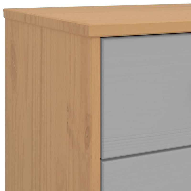 Drawer Cabinet OLDEN Gray and Brown Solid Wood Pine