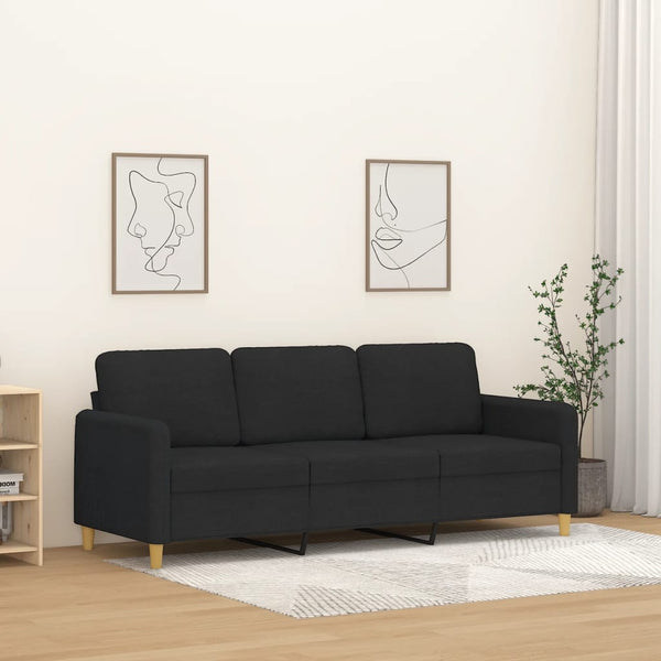 3-Seater Sofa Black 70.9" Fabric