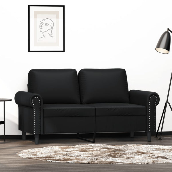 2-Seater Sofa Black 47.2" Faux Leather