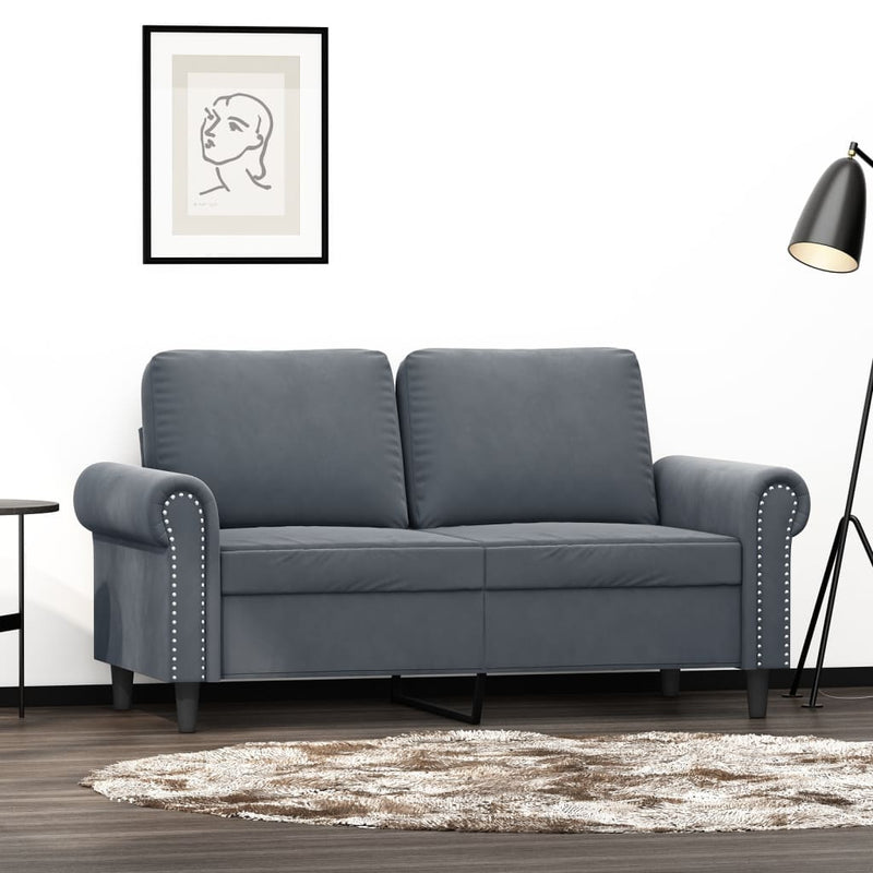 2-Seater Sofa Dark Gray 47.2" Velvet