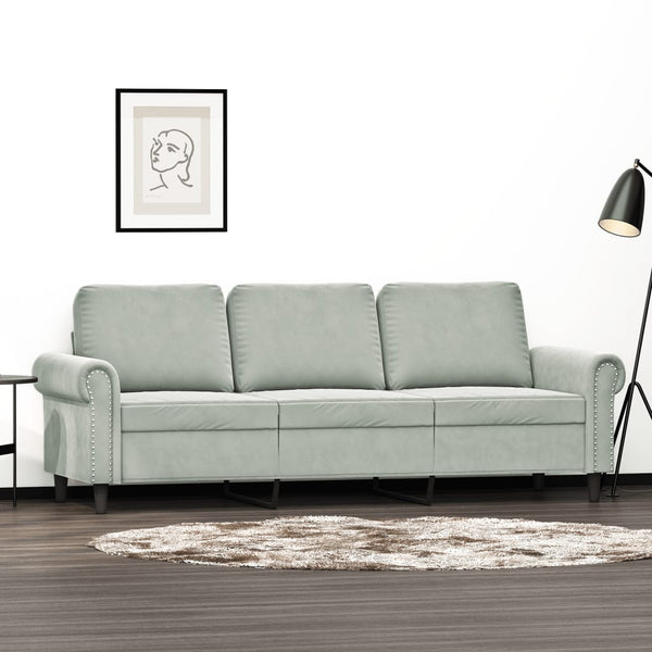 3-Seater Sofa Light Gray 70.9" Velvet