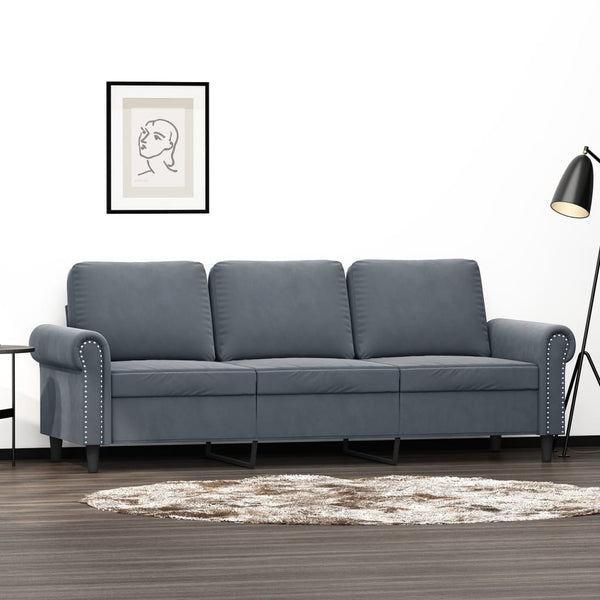 3-Seater Sofa Dark Gray 70.9" Velvet